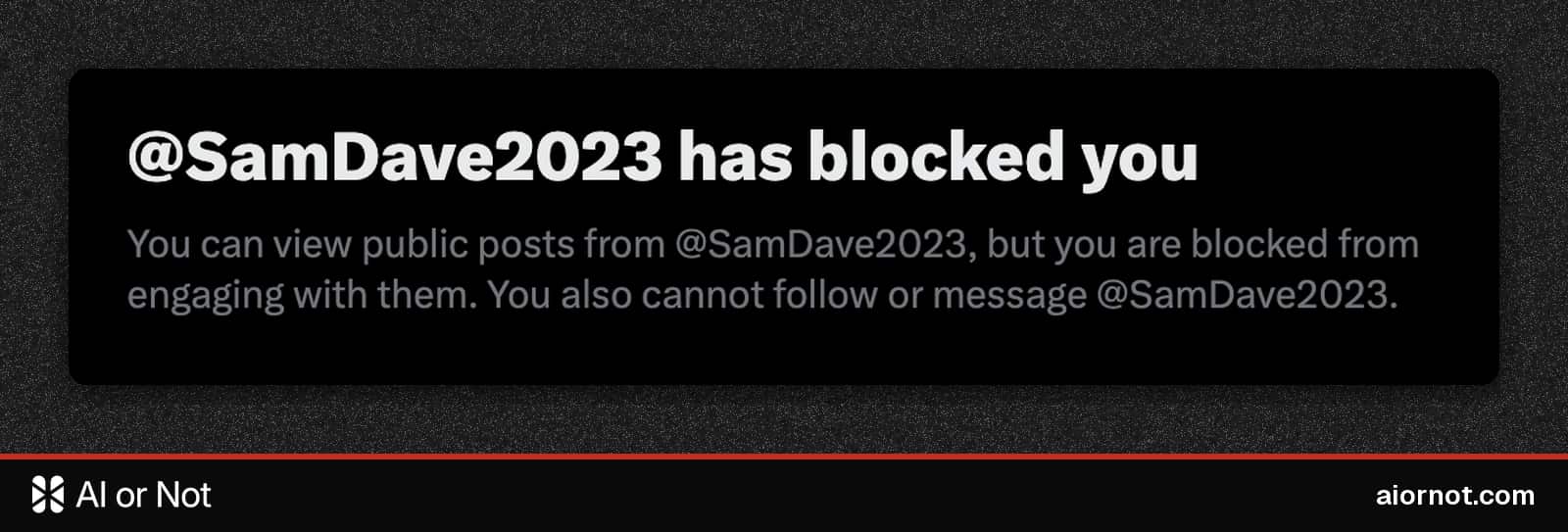 Notice reading @SamDave2023 has blocked you