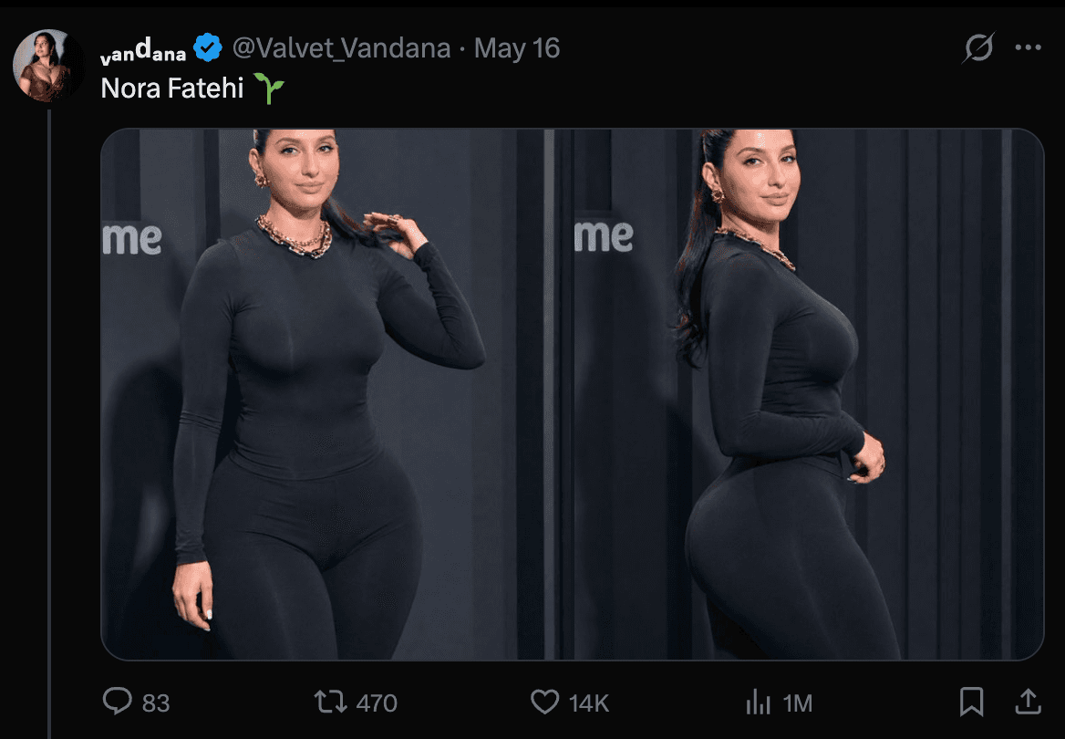 Nora Fatehi deepfake post on X