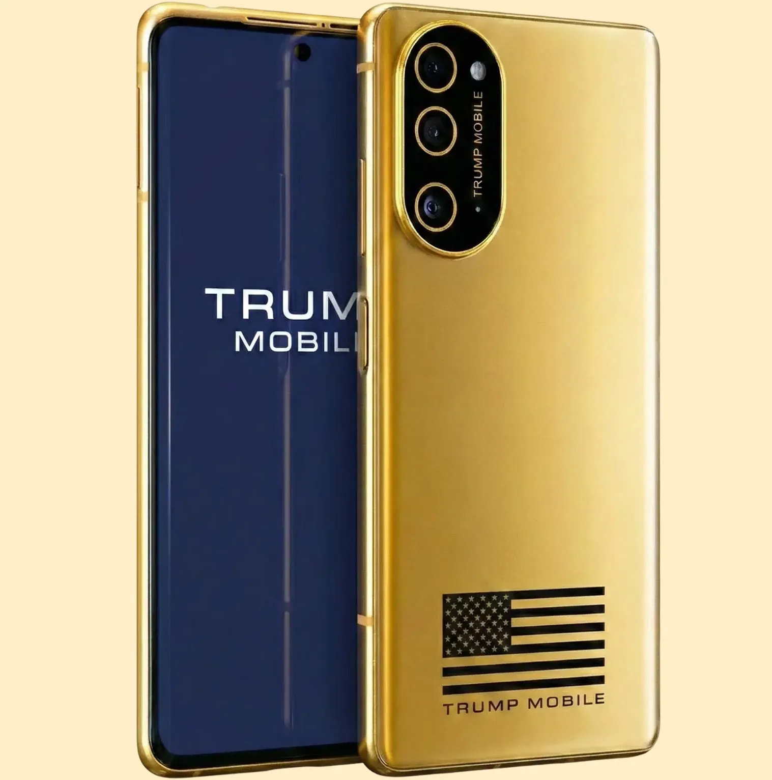 The gold T1 promotional render from Trump Mobile's redesigned product page