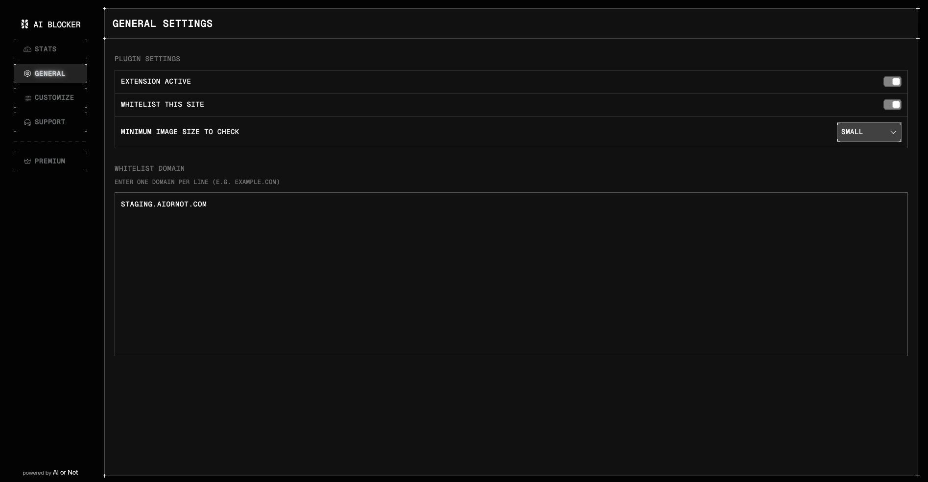 AI Blocker general settings
