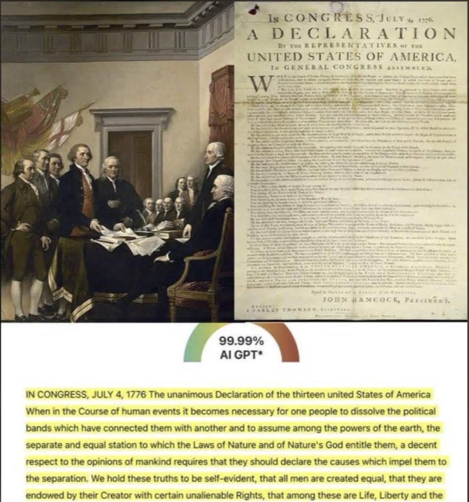 The Document That Started a Nation Just Failed an AI Detection Test