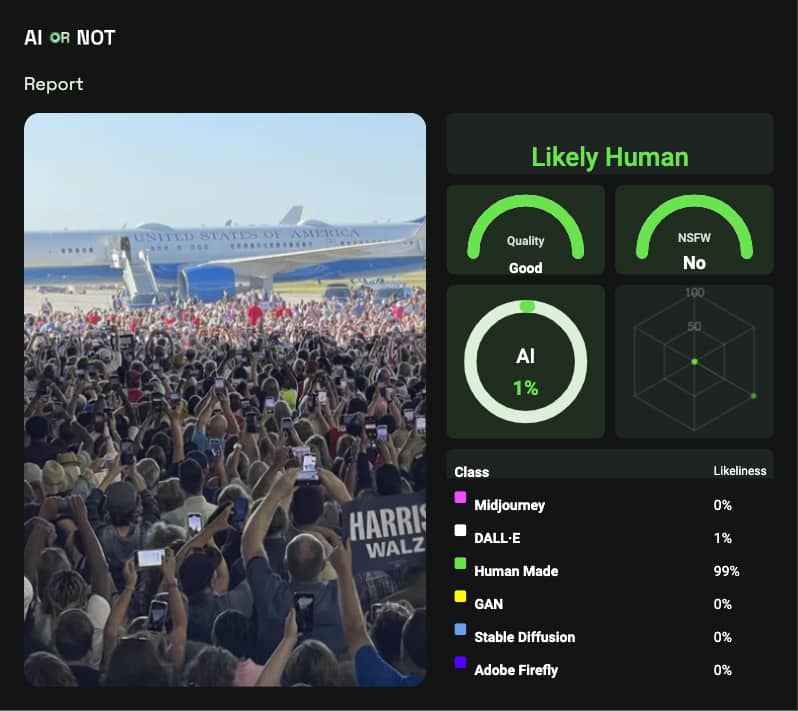 AI Image Detection to Confirm Whats Real.. Like Rally Crowds AI Image Detection to Confirm Whats Real.. Like Rally Crowds