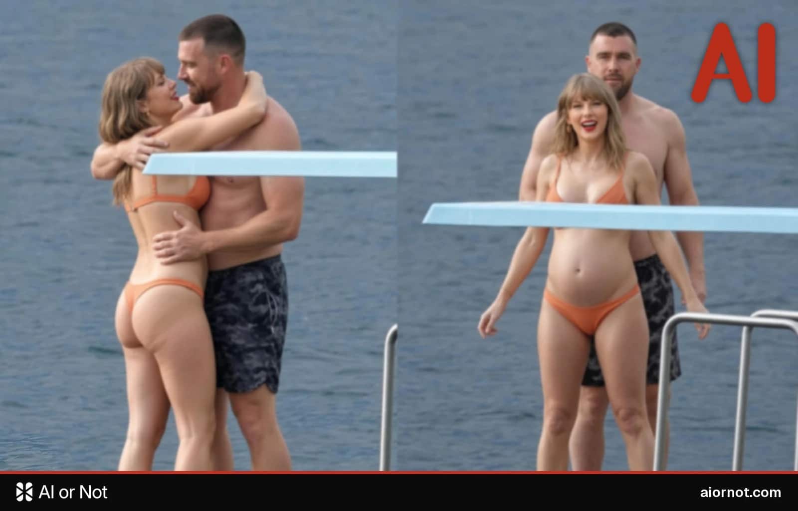 AI-generated Lake Como pregnancy image of Taylor Swift and Travis Kelce