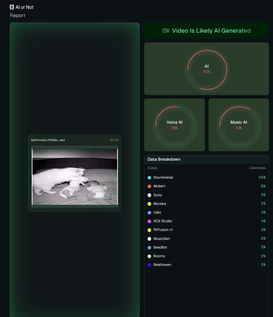 AI or Not Video Detection Report