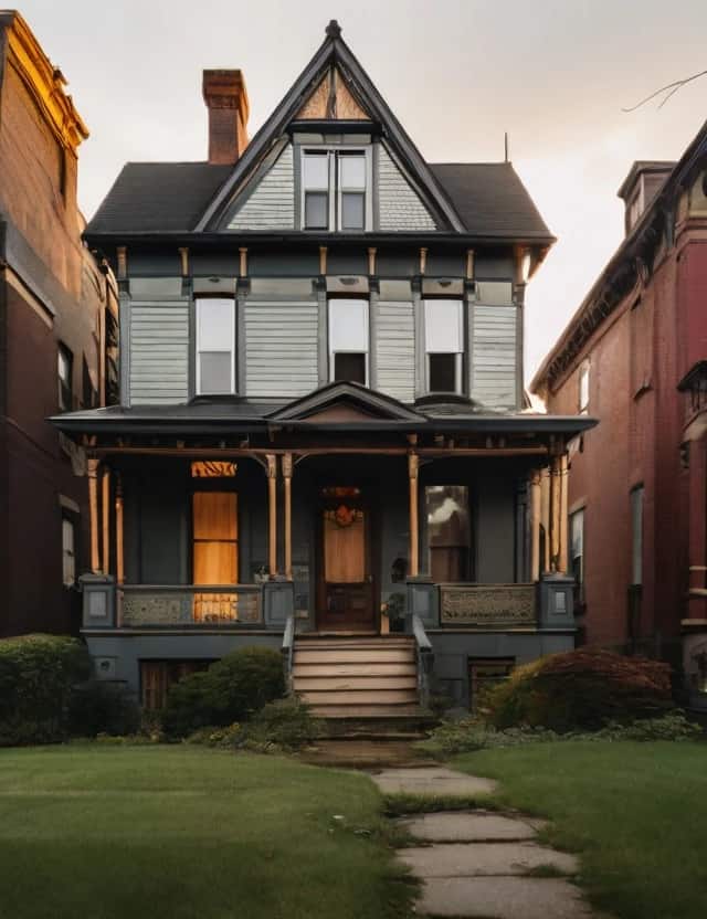 AI-generated Victorian house with storm damage by Leonardo.ai