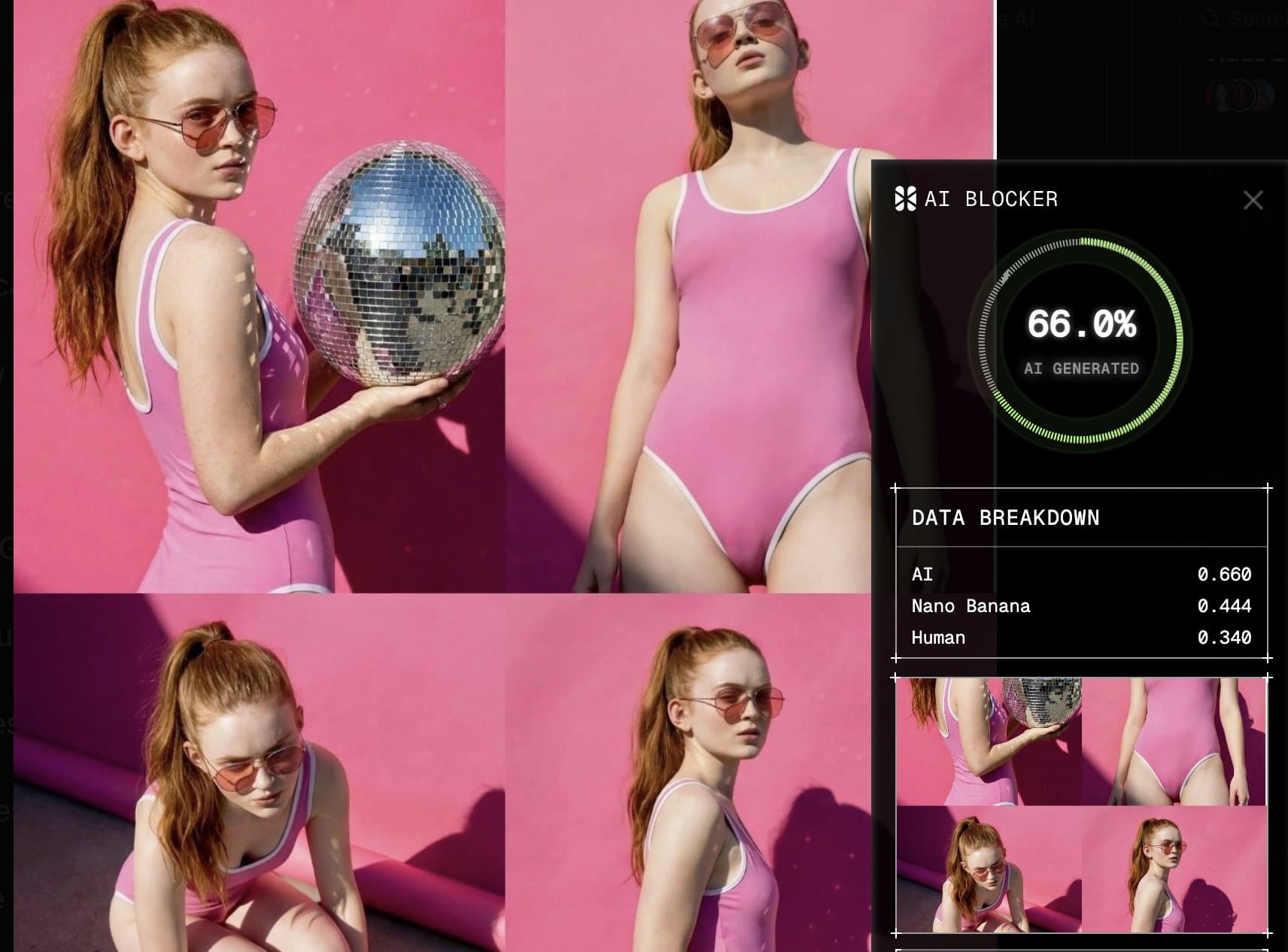 Sadie Sink swimsuit deepfake flagged by AI or Not Sadie Sink swimsuit deepfake flagged by AI or Not
